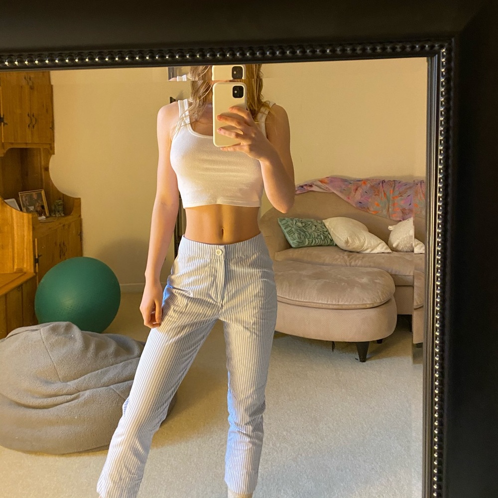 Forever 21 light blue/white strip pants